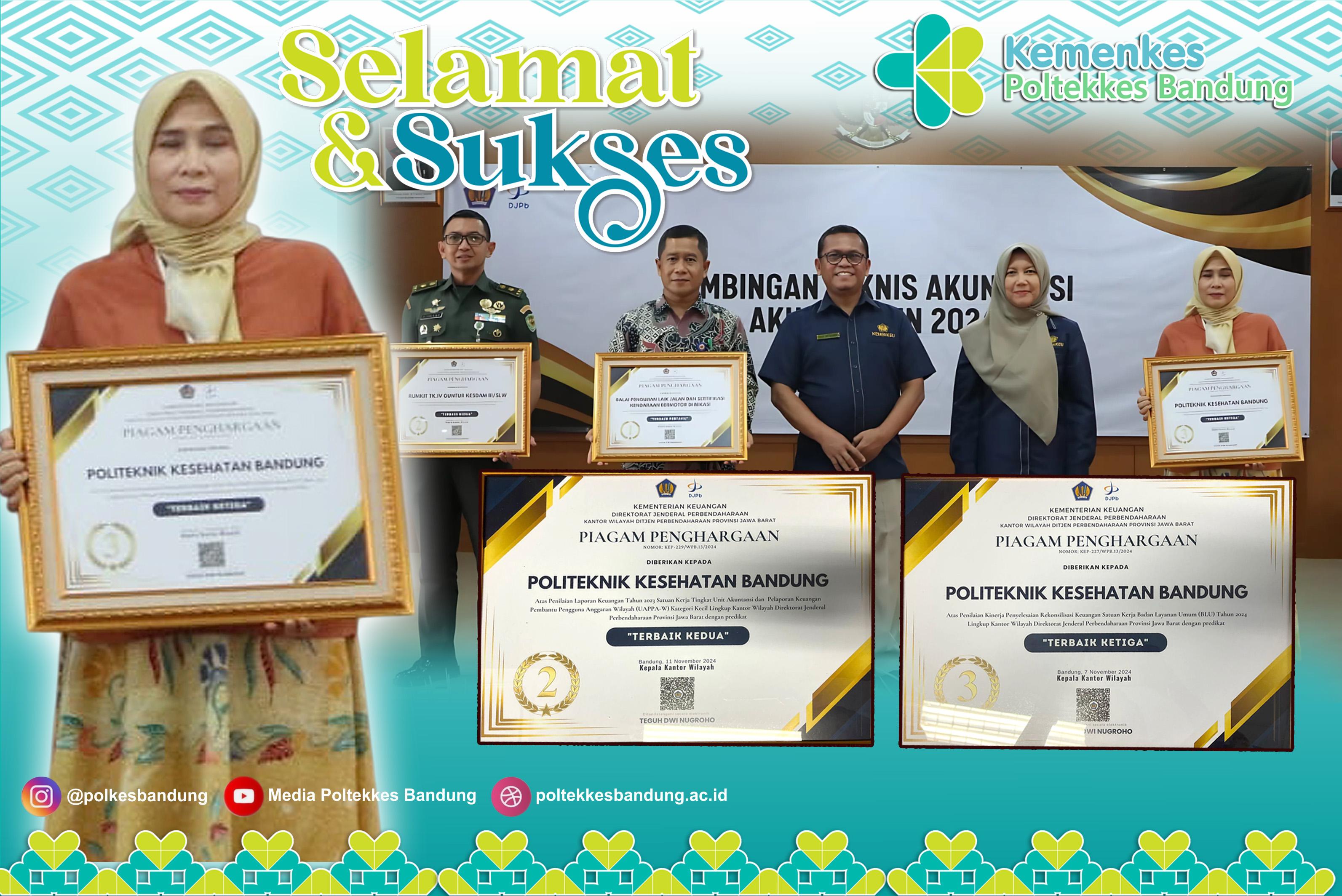 Poltekkes Kemenkes Bandung Dianugerahi Dua Penghargaan Predikat Terbaik Laporan Keuangan dari Kementerian Keuangan RI