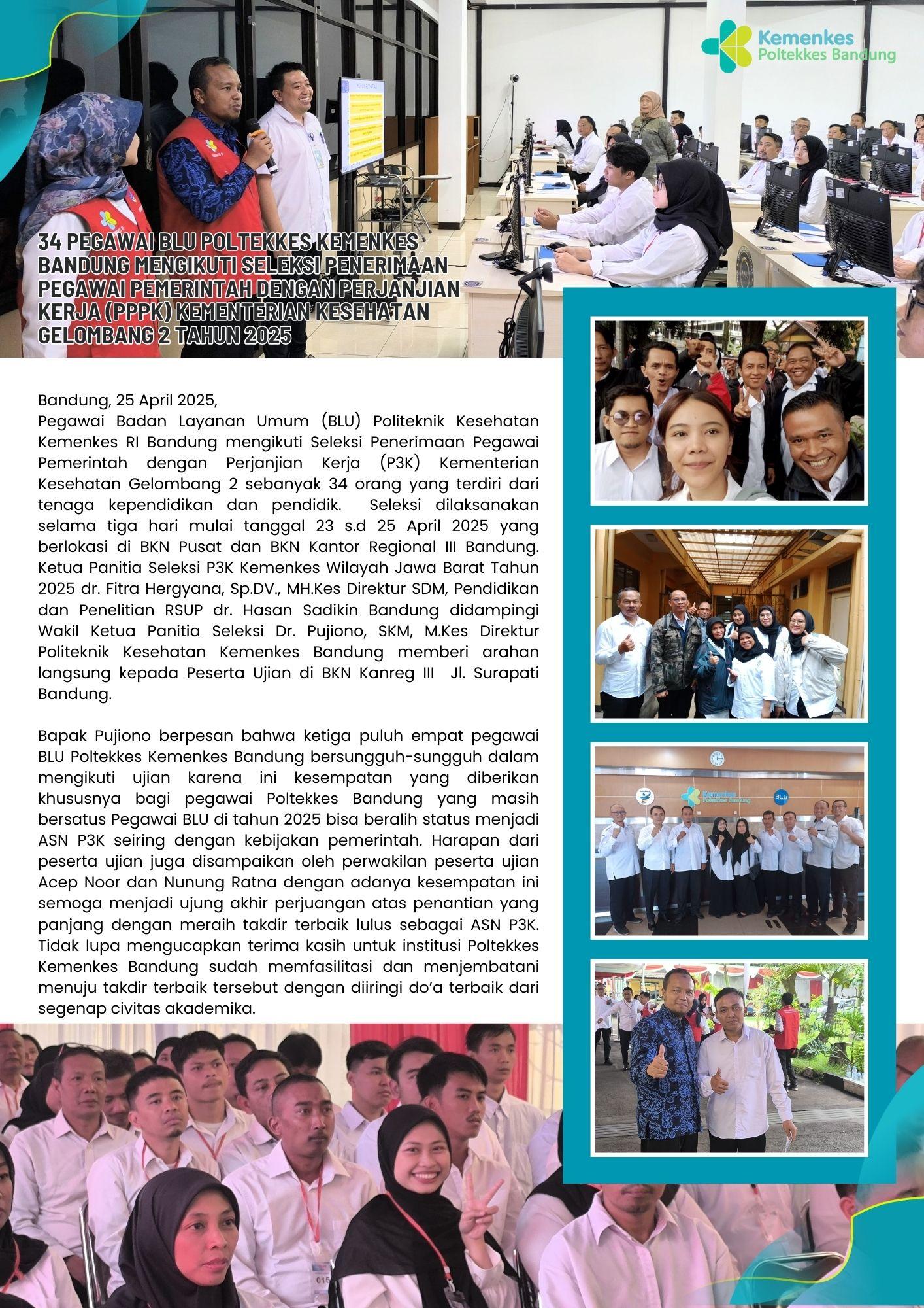 34 Pegawai BLU Poltekkes Kemenkes Bandung Mengikuti Seleksi Penerimaan Pegawai Pemerintah dengan Perjanjian Kerja (PPPK)